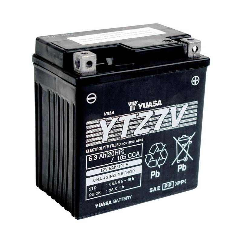 Yuasa YTZ7V 12V 105 CCA Hochleistungs-Motorradbatterie, wartungsfrei, AGM VRLA von Yuasa