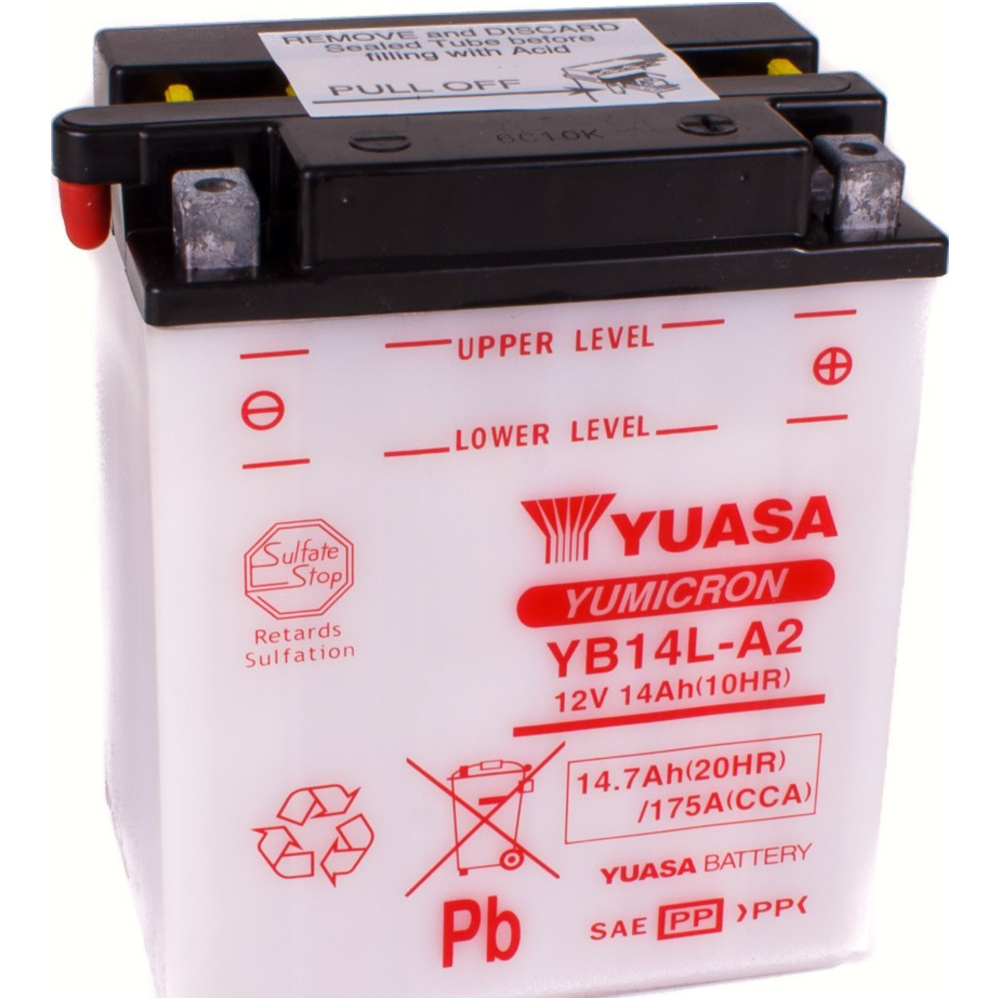 Yuasa 1088334 akku, motorradbatterie yb14l-a2 12v 14ah din51411 dry-batterie 136x91x168mm von Yuasa