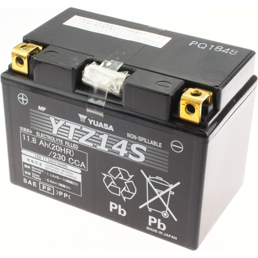Yuasa 1088370 akku, motorradbatterie ytz14s 12v/11,2ah sla-vliesbatterie (wc) 150x87x110mm von Yuasa