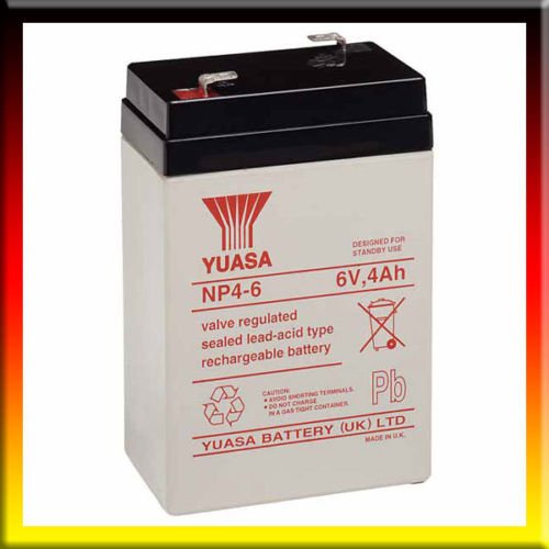 Yuasa NP4-6 Blei-Säure-Batterie, wiederaufladbar, 6 V – 4 Ah, NP4-6, NP4,5–6, 6 V, 4,5 Ah von Yuasa