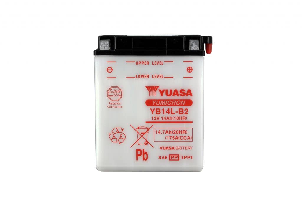 Yuasa YB14L-B2 Dry Motorradbatterie, trocken, 12 V, 14 Ah, Maße: 135 x 91 x 167 mm, kompatibel mit Suzuki LS650, F, P Savage 650 1986-2008 von Yuasa