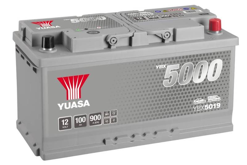 Yuasa YBX5019 Hochleistungs-Akku, 12 V, 100 Ah, 900 A, silberfarben von Yuasa