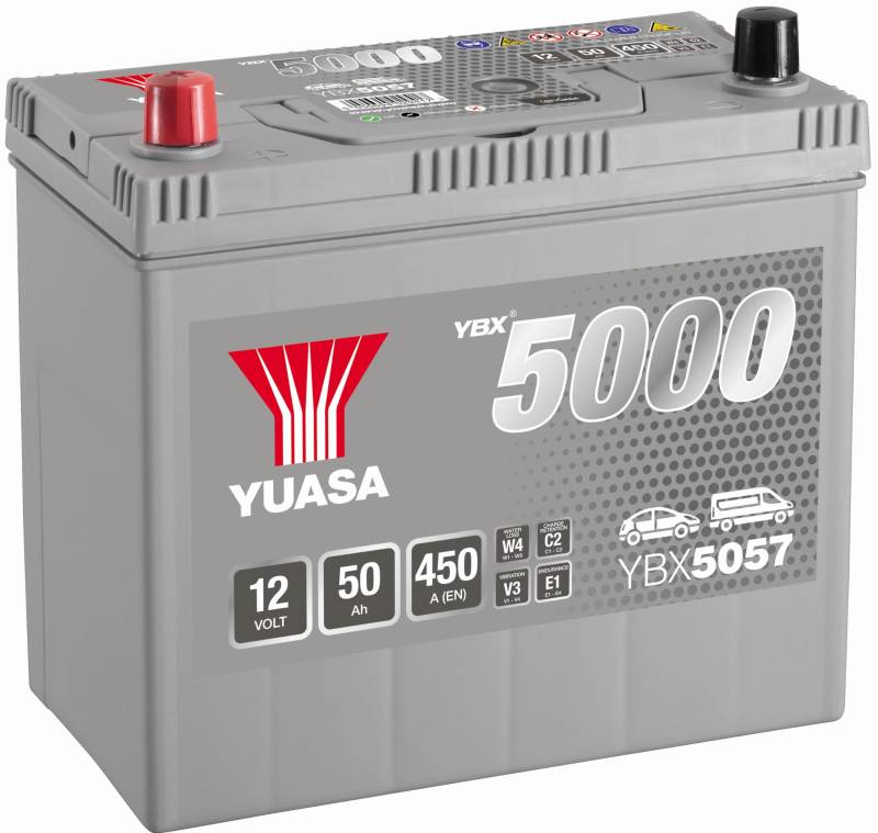 Yuasa YBX5057 12V 50Ah 450A Silber Hochleistungsbatterie von Yuasa