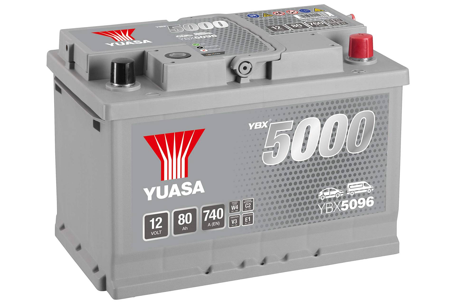 Yuasa YBX5096 12V 80Ah 740A Silber Hochleistungsbatterie von Yuasa