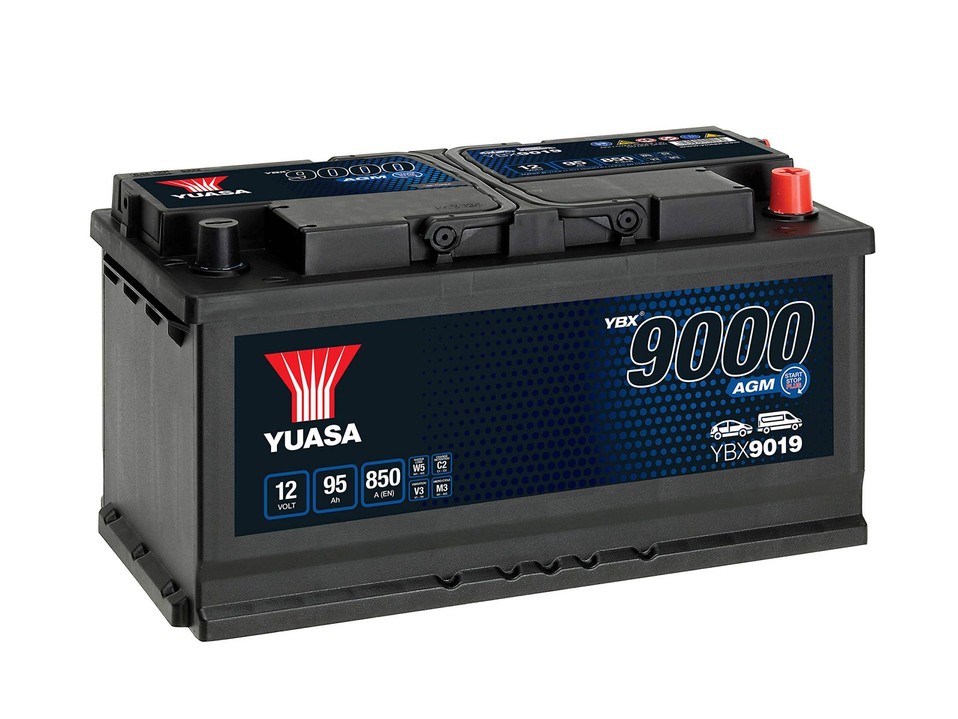 Yuasa YBX9019 AGM Start-Stopp-Plus-Akku, 12 V/95 Ah/850 A von Yuasa