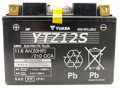 Yuasa YTZ12S Motorradbatterie für Honda SW-T400, C-ABS 400 2012 von Yuasa