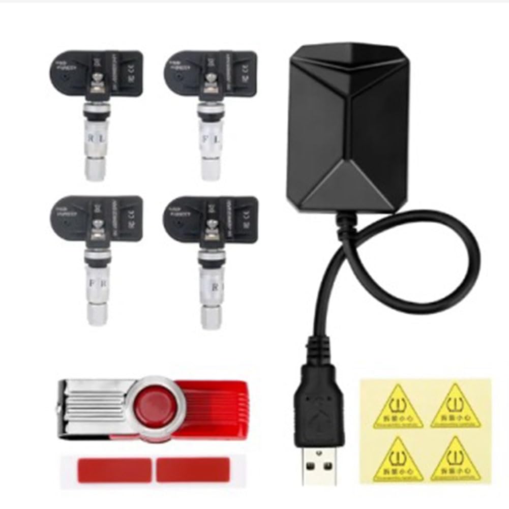 Yuattory Android Navigation TPMS mit 4 Sensoren Alarmsystem USB Android Auto TPMS Drahtlose ÜBertragung ReifenüBerwachung (Intern) von Yuattory