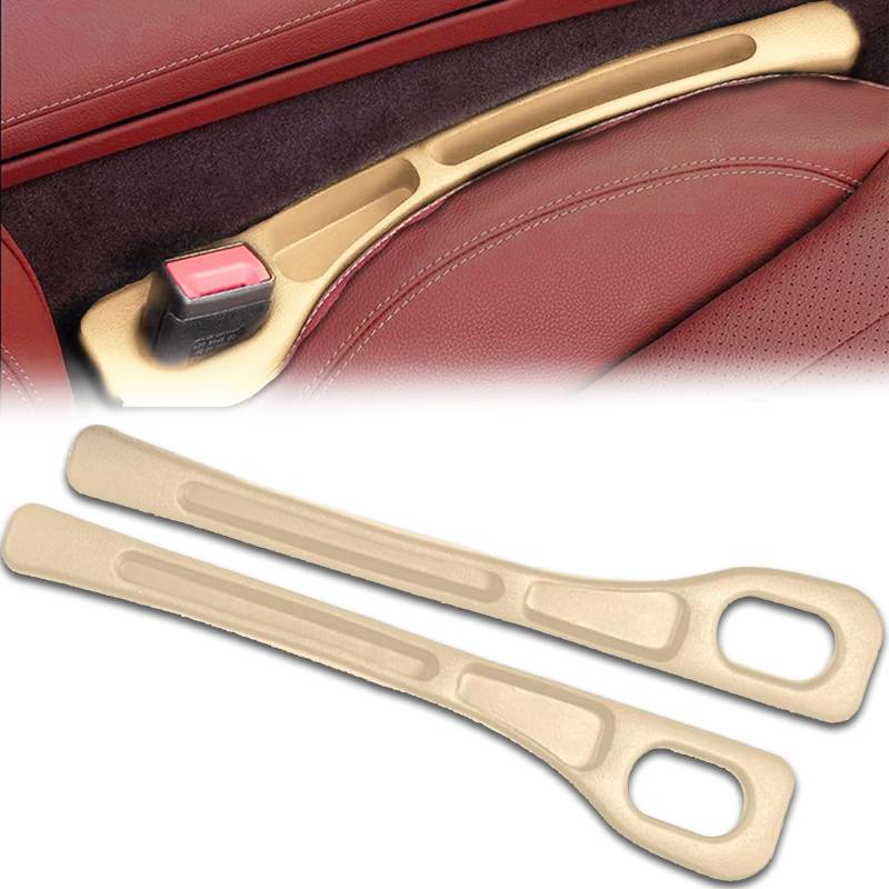 Autositz Spaltfüller, Satz von 2 Sitzspaltfüller, Autositz Lückenfüller, Autonahtfüller Streifen, Universal Autositzlückenfüller, Autositz Organisator, mit Box, für Autositzpolster, Beige von Yudobliss