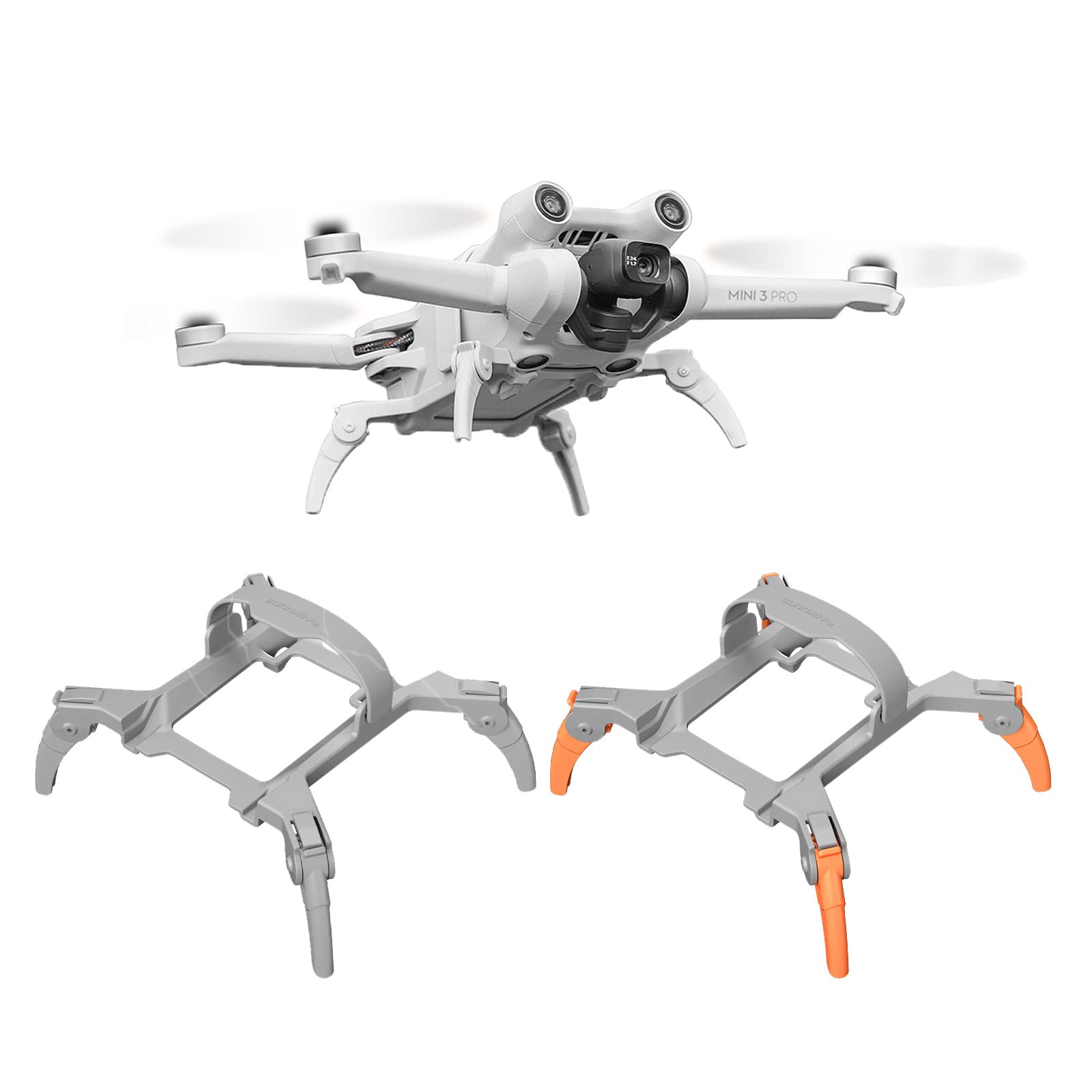 YueLi Mini 3 Pro Landegerät Extended Landing Gear Leg Extensions Protection Foldable Extender Foldable Height Gear für DJI Mini 3 Pro Drone Zubehör (Grau) von YueLi