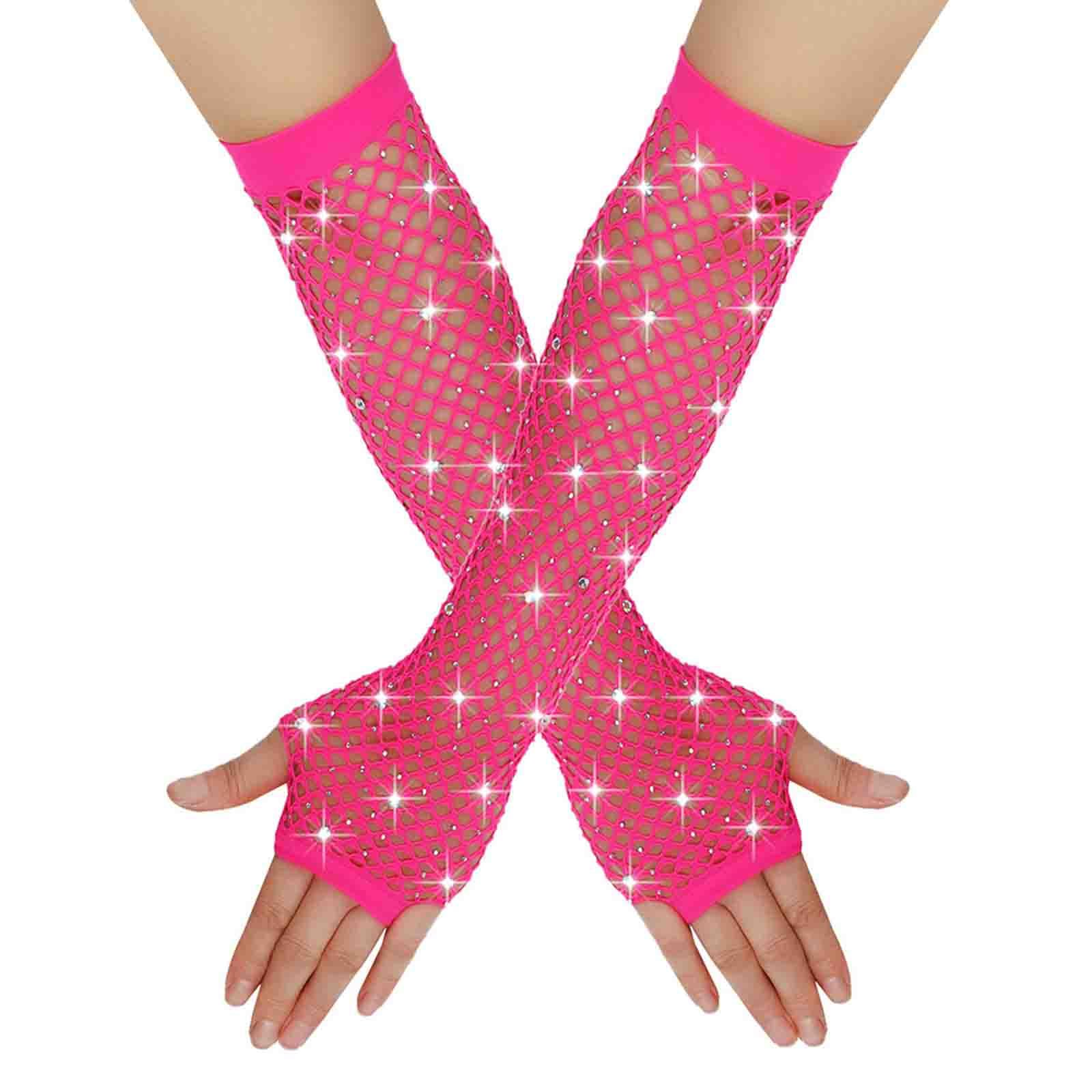 Netzhandschuhe Lange Fischnetz Fingerlose Handschuhe Netzhandschuhe für Damen mit Strass Fishnet Glänzende Modische Opernhandschuhe Glitzernde Handschuhe für 80er Jahre Kostümparty Cosplay (One Size) Netzhandschuhe Lange Fischnetz Fingerlose Handschuhe Netzhandschuhe für Damen mit Strass Fishnet Glänzende Modische Opernhandschuhe Glitzernde Handschuhe für 80er Jahre Kostümparty Cosplay (One Size) von YueYue