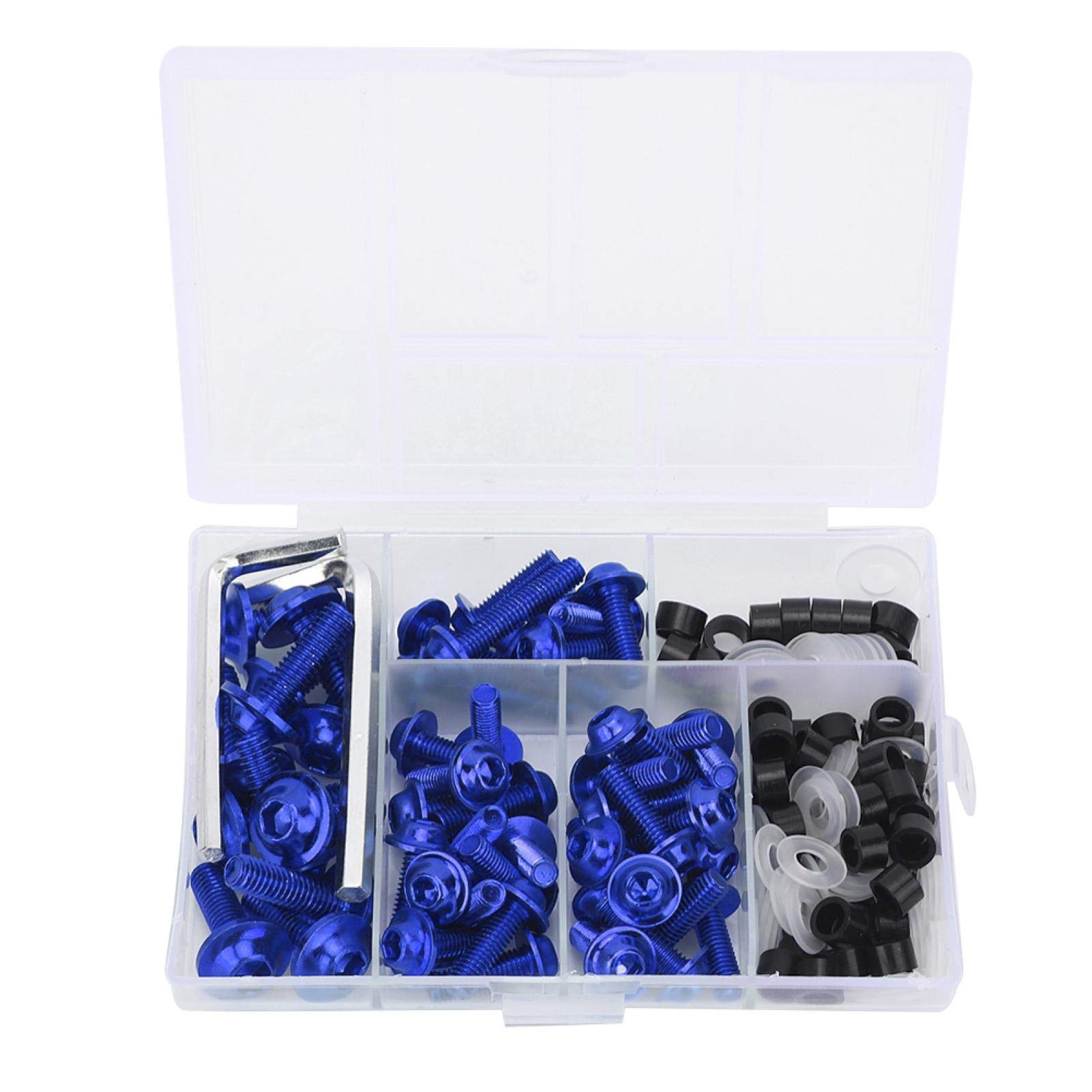 158 Stück Universal Motorrad Verkleidungsschrauben Kit, Aluminium Windschutzscheiben Verkleidungsschrauben Für Motorräder(Blau) von Yuecoom