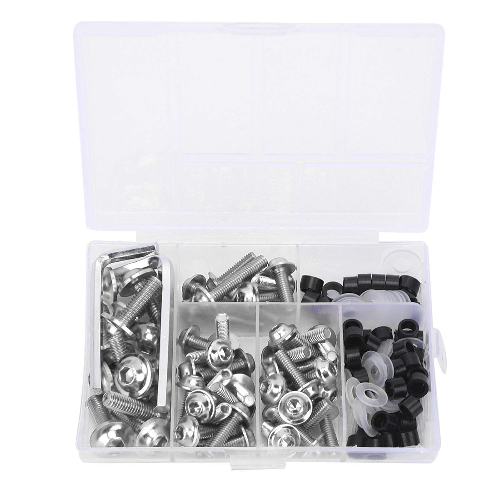 Yuecoom 158 Teile/satz Universal-Verkleidungsschrauben-Dichtungsschlüssel-Kit, universelles brandneues ABS-Aluminium-Verkleidungsschrauben-Kit für Motorräder(Silber) von Yuecoom
