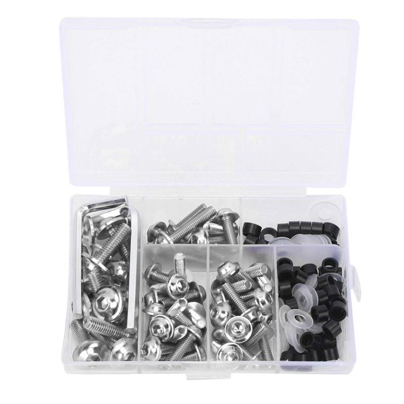 Yuecoom 158 Teile/satz Universal-Verkleidungsschrauben-Dichtungsschlüssel-Kit, universelles brandneues ABS-Aluminium-Verkleidungsschrauben-Kit für Motorräder(Silber) von Yuecoom