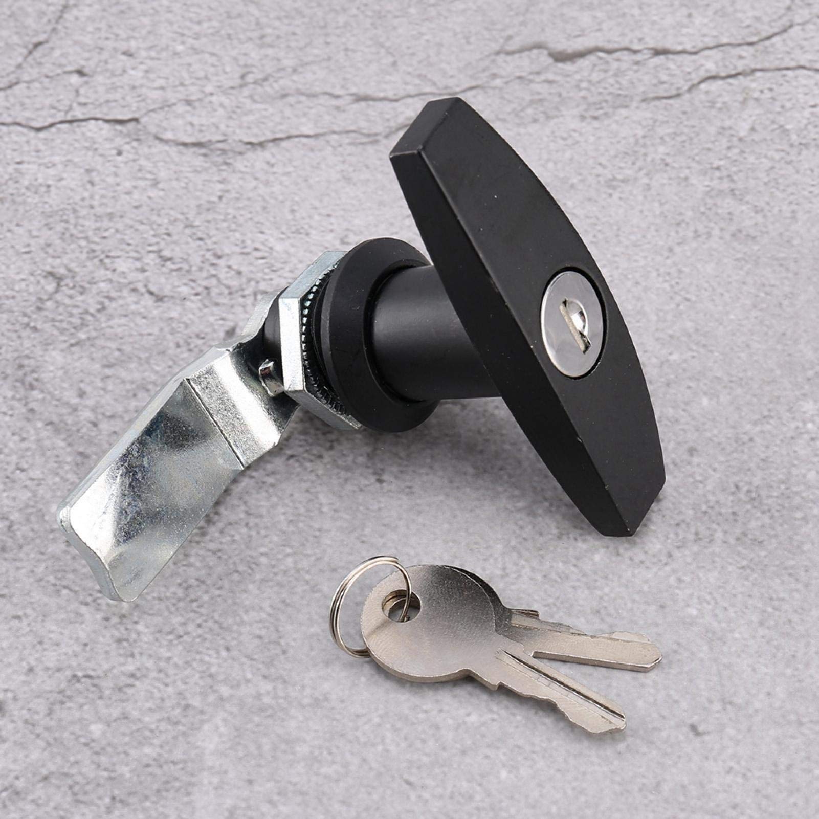 T-Griff-Schloss mit 2 Schlüssel für Anhänger Wohnwagen Baldachin für Werkzeugkasten Garagentor Fahrzeuge Werkzeugkasten(Schwarz) von Yuecoom