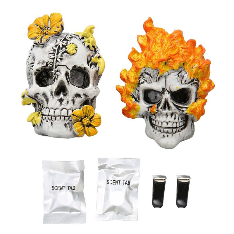 Yuecoom Autoschädel ätherische Öl Entlüftungsclip Dekorative Auto Luft Aromatherapie Parfüm Entlüftungsklemme 2pcs Set von Yuecoom