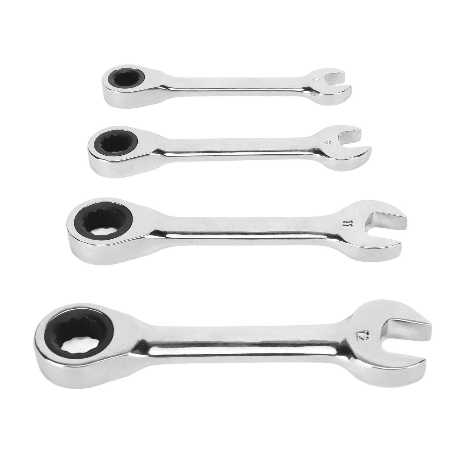Yuecoom Teiliger Kurzer Ratschenschlüsselsatz, 4 72-Zahn-Ratschenschlüssel aus Stahl, 4 Ringschlüssel Set Für Die Wartung zu Hause, Die Kfz-Reparatur(8 Mm, 9 Mm, 11 Mm, 12 Mm) von Yuecoom