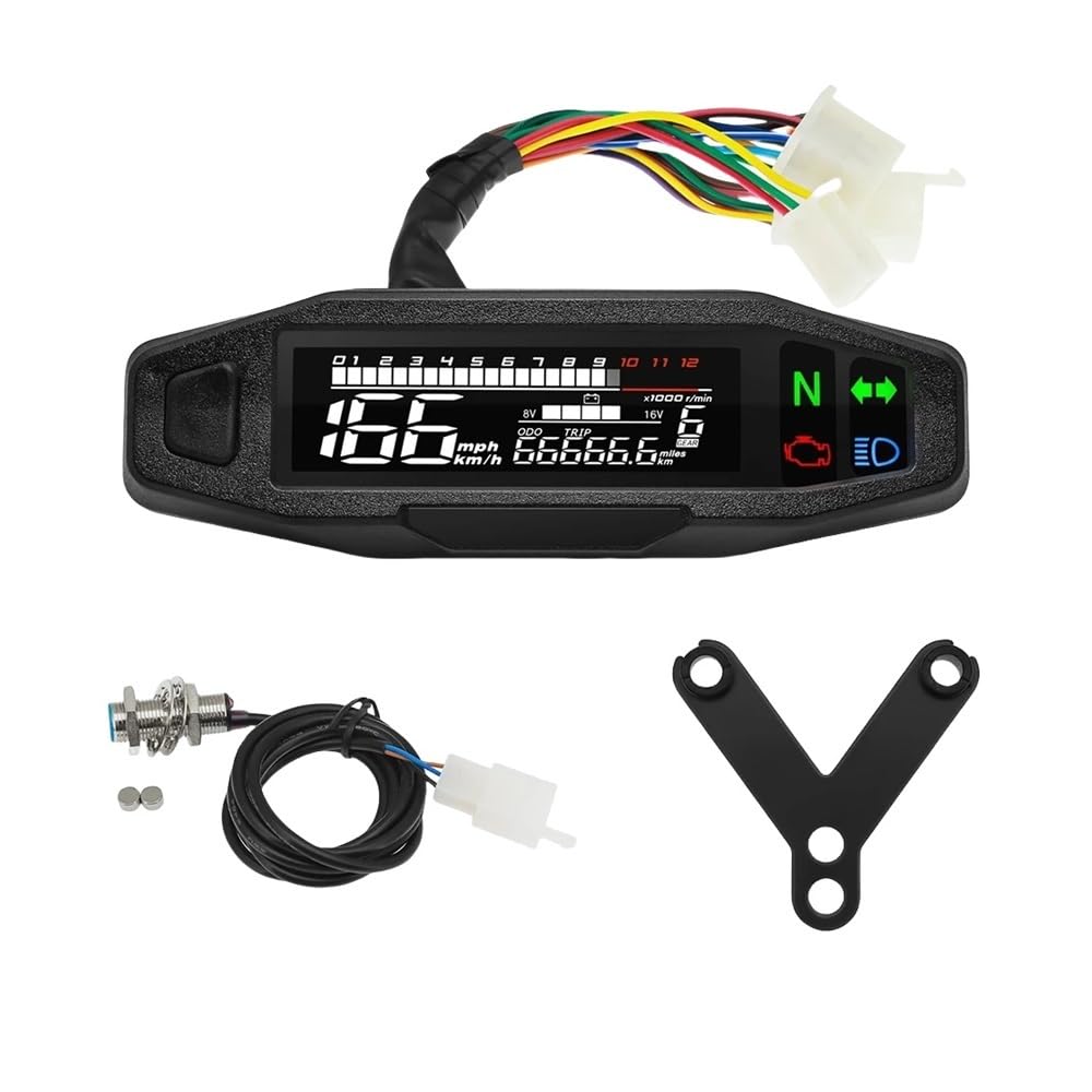 12V Motorrad Digital Panel Universal Tachometer Tankanzeige Kit Drehzahlmesser Kilometerzähler Lichtanzeige Tachometer Digital 12V Motorrad Digital Panel Universal Tachometer Tankanzeige Kit Drehzahlmesser Kilometerzähler Lichtanzeige Tachometer Digital von Yuegtik