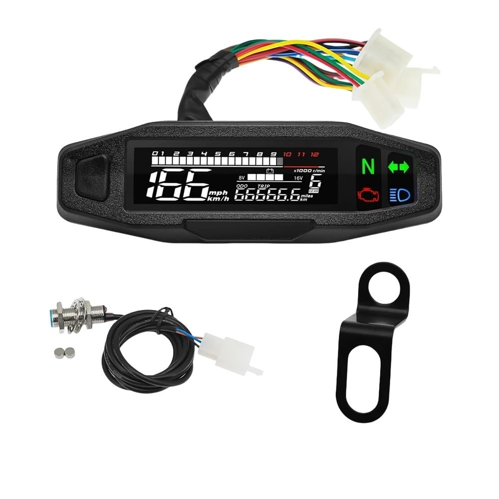 12V Motorrad Digital Panel Universal Tachometer Tankanzeige Kit Drehzahlmesser Kilometerzähler Lichtanzeige Tachometer Digital 12V Motorrad Digital Panel Universal Tachometer Tankanzeige Kit Drehzahlmesser Kilometerzähler Lichtanzeige Tachometer Digital von Yuegtik