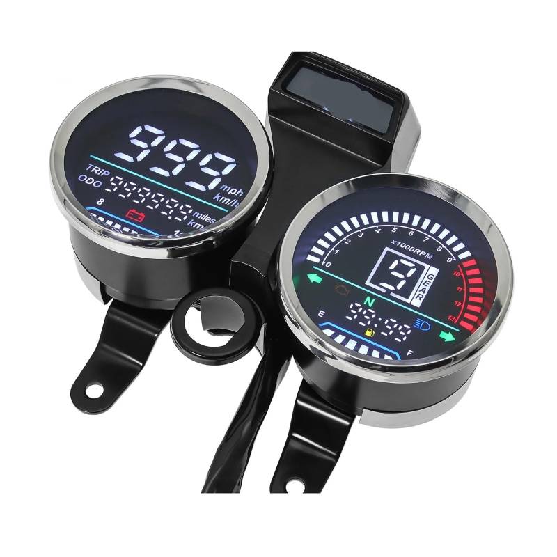 Für GN125 Tacho Motorrad Panel Digital Meter Montage Kilometerzähler Gauge Getriebe Anzeige Motor Meter Instrument Tachometer Digital von Yuegtik