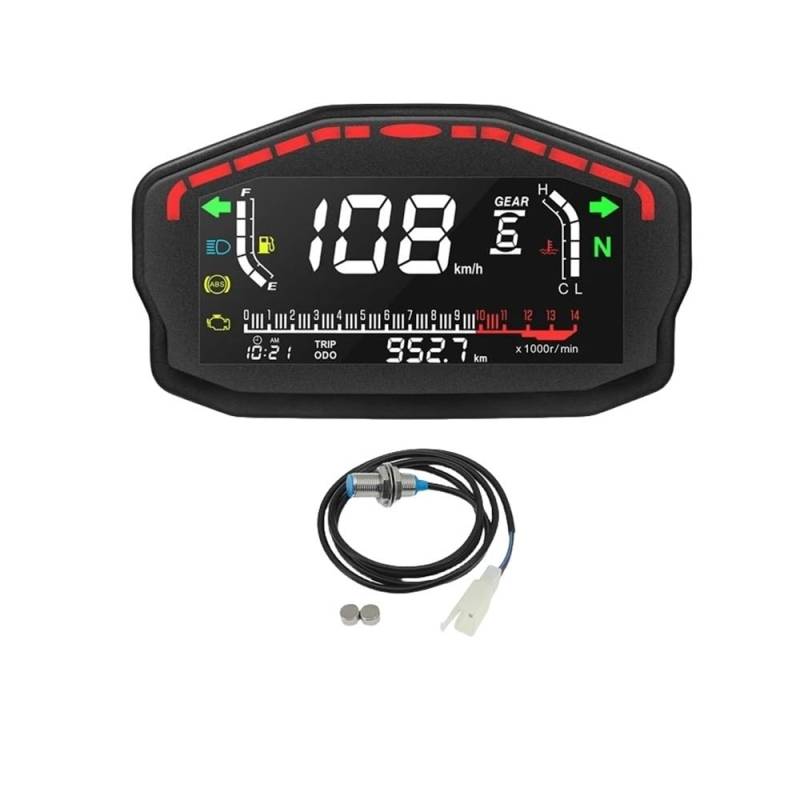 Motorrad Digital Dash Panel Universal -computer-geschwindigkeitsmesser-grüne 2 4 Zylinder Für D&ucati Für K&awasaki Für S&uzuki Tachometer Digital von Yuegtik