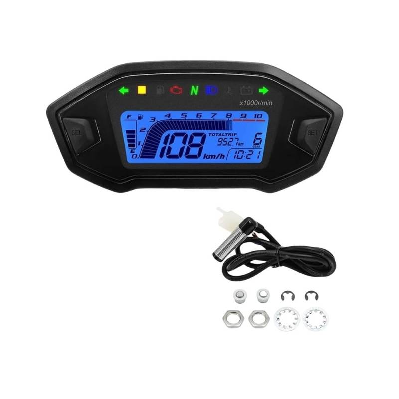 Motorrad Digital Tacho Universal Motor Tachometer Instrument Cluster Licht Anzeige Voltmeter Öl Gauge Tachometer Digital von Yuegtik