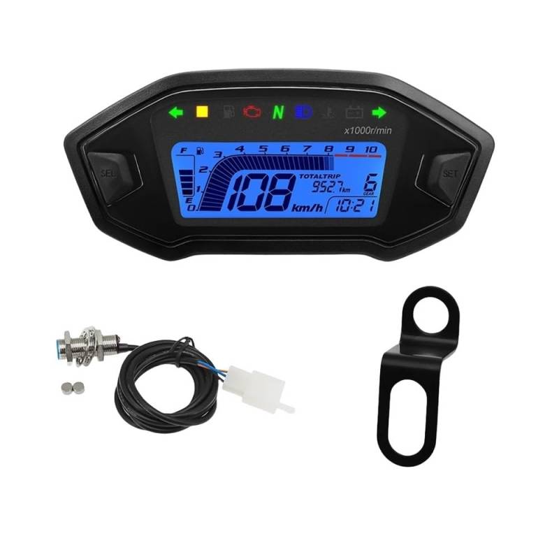 Motorrad Digital Tacho Universal Motor Tachometer Instrument Cluster Licht Anzeige Voltmeter Öl Gauge Tachometer Digital von Yuegtik