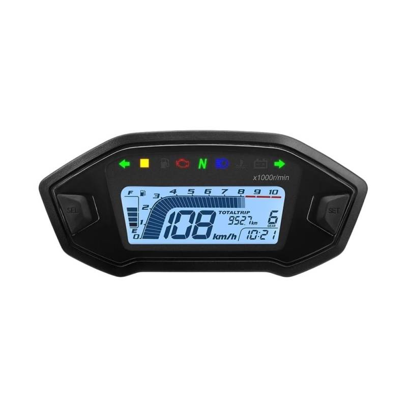 Motorrad Digital Tacho Universal Motor Tachometer Instrument Cluster Licht Anzeige Voltmeter Öl Gauge Tachometer Digital von Yuegtik