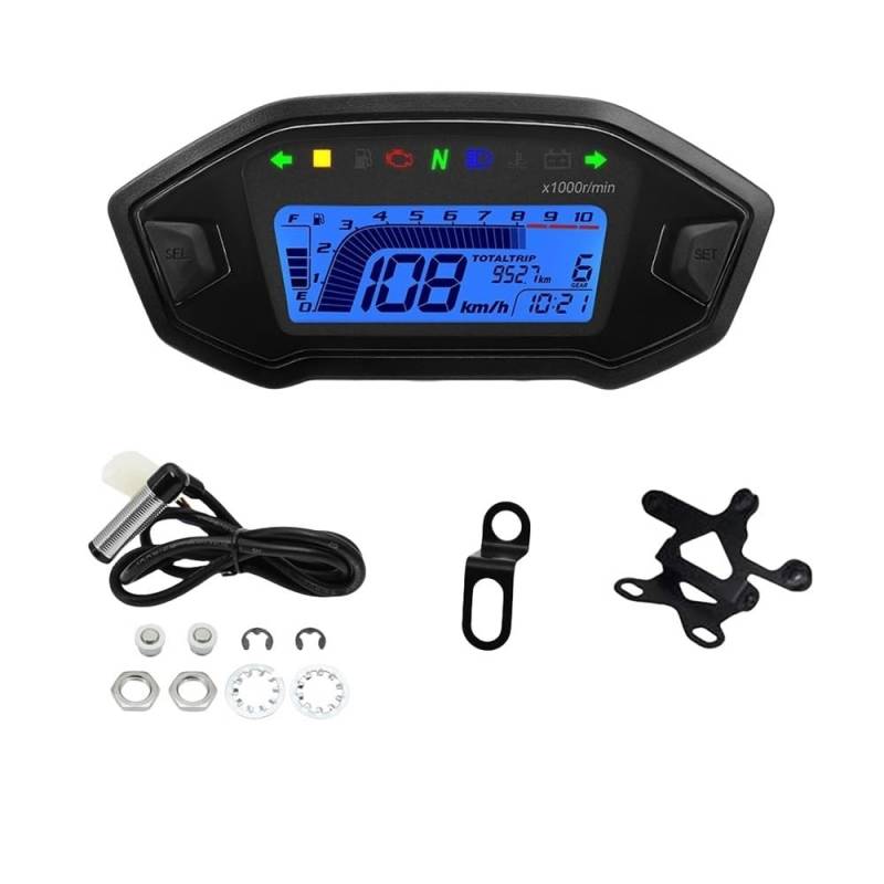 Motorrad Digital Tacho Universal Motor Tachometer Instrument Cluster Licht Anzeige Voltmeter Öl Gauge Tachometer Digital von Yuegtik