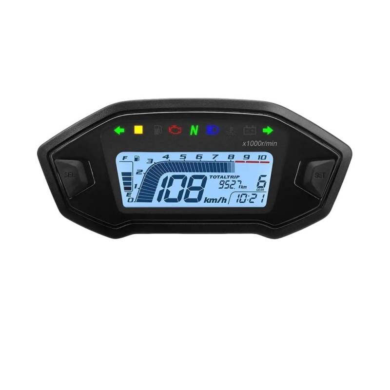 Motorrad-Instrumententafel, 7-farbiges Licht, 0–10.000 U/min, Drehzahlmesser, Digitaler Tachometer Für 1 2 4 Zylinder, Universalmotor, 12 V Tachometer Digital von Yuegtik