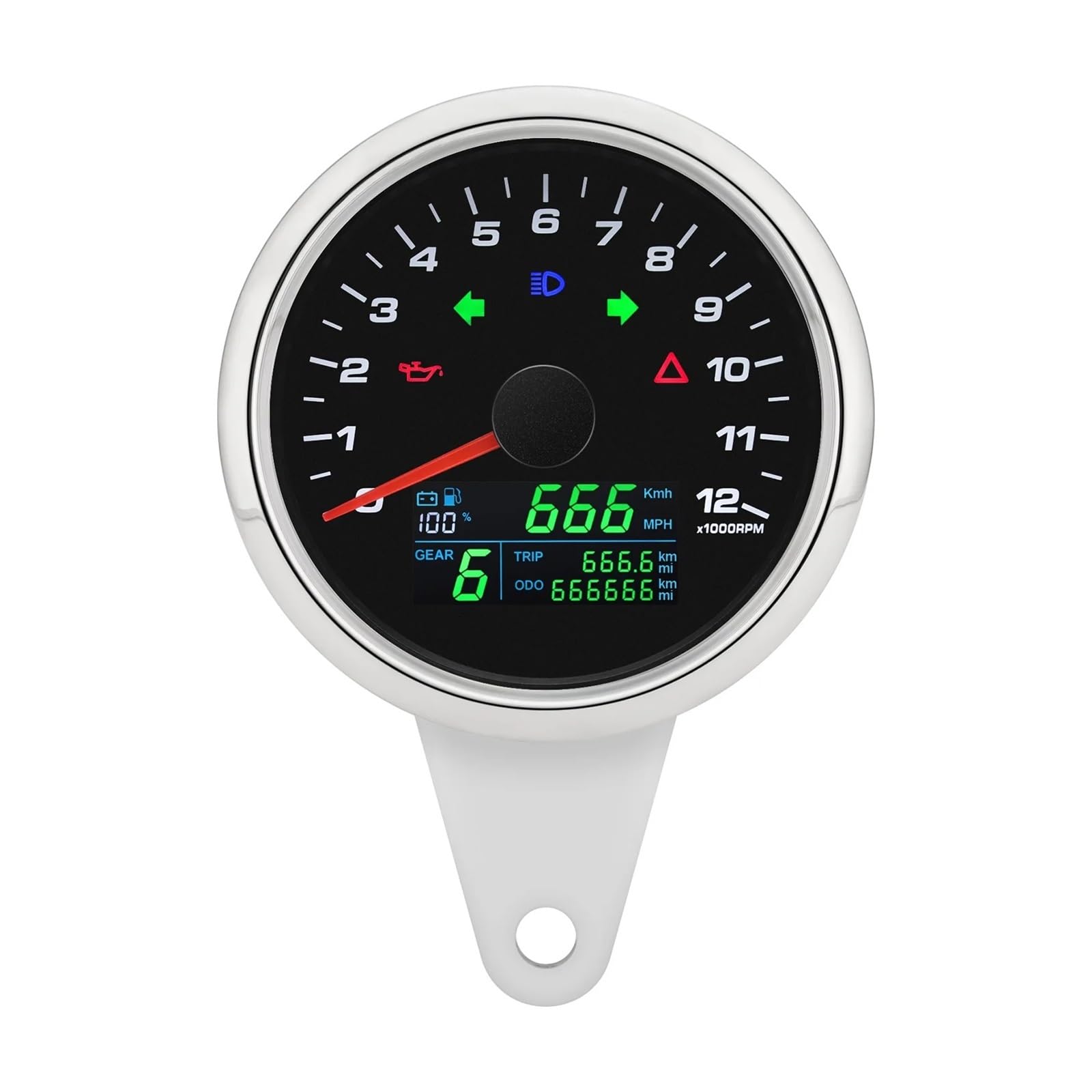 Motorrad Tachometer Tachometer Reise Spannung Ölstandsanzeige Digital Speed ​​Meter Dashboard Mit Halterung Tachometer Digital von Yuegtik