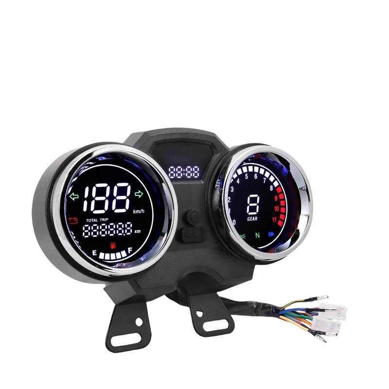 Motorräder Tachometer Tachometer Messgerät Universal Display Dashboard Kilometerzähler Motorrad Digital Instrument Für GN125 Tachometer Digital von Yuegtik