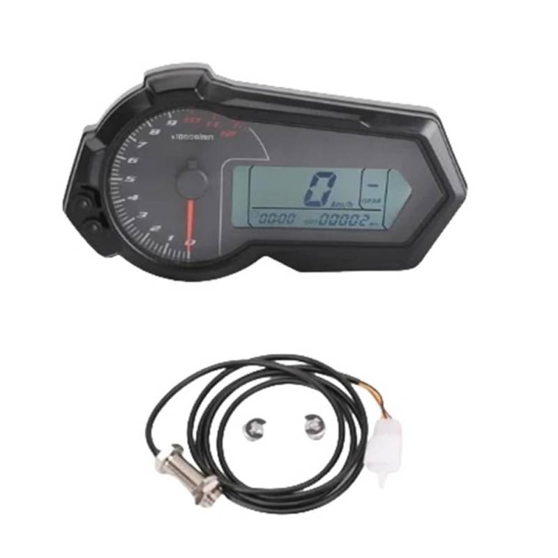 Universal 1200RPM Motorrad Kilometerzähler Drehzahlmesser UTV Digital Tacho Gauge Für 2,4 Zylinder N1-6 Tachometer Digital von Yuegtik