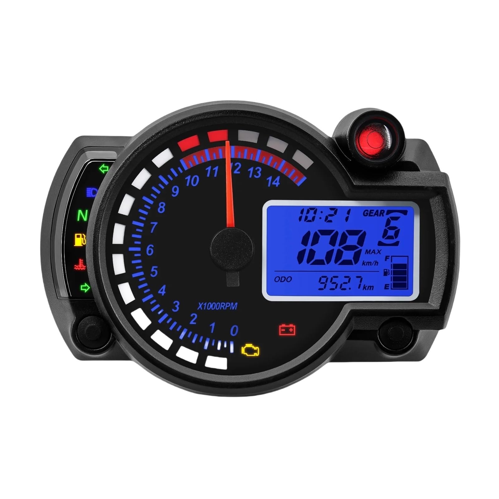 Universal 12V Motorrad Dashboard Tachometer Digital Tachometer Kilometerzähler Drehzahlmesser Geschwindigkeit Sensor 7-farbe Display Tachometer Digital Universal 12V Motorrad Dashboard Tachometer Digital Tachometer Kilometerzähler Drehzahlmesser Geschwindigkeit Sensor 7-farbe Display Tachometer Digital von Yuegtik