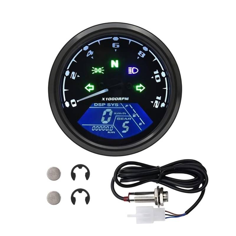 Universal Motorrad 12000RMP -computer-geschwindigkeitsmesser-grüne Tachometer 1-4 Zylinder Motorrad Gauge Motorrad Digital Dash Tachometer Digital von Yuegtik