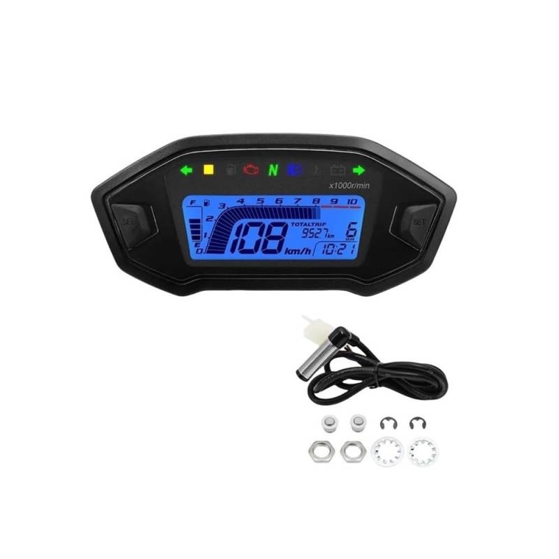 Universal Motorrad Digital Tachometer Tachometer Dashboard 10000 RPM Instrument Panel Meter Display Für 1,2,4 Zylinder Tachometer Digital von Yuegtik