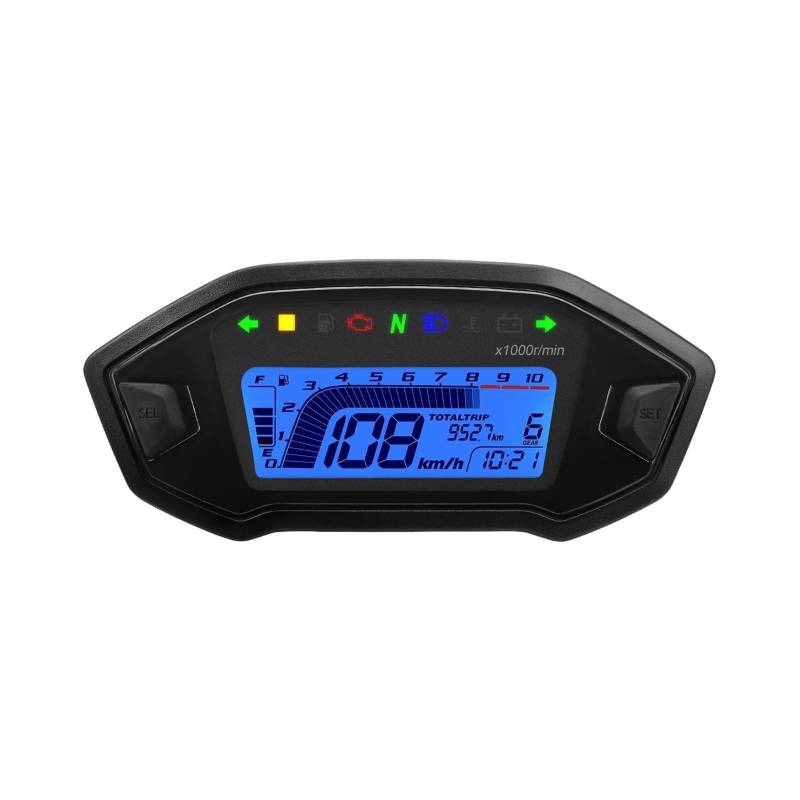 Universal Motorrad Digital Tachometer Tachometer Dashboard 10000 RPM Instrument Panel Meter Display Für 1,2,4 Zylinder Tachometer Digital von Yuegtik