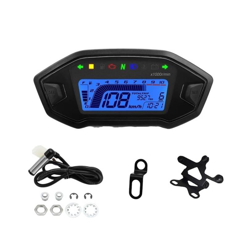 Universal Motorrad Digital Tachometer Tachometer Dashboard 10000 RPM Instrument Panel Meter Display Für 1,2,4 Zylinder Tachometer Digital von Yuegtik