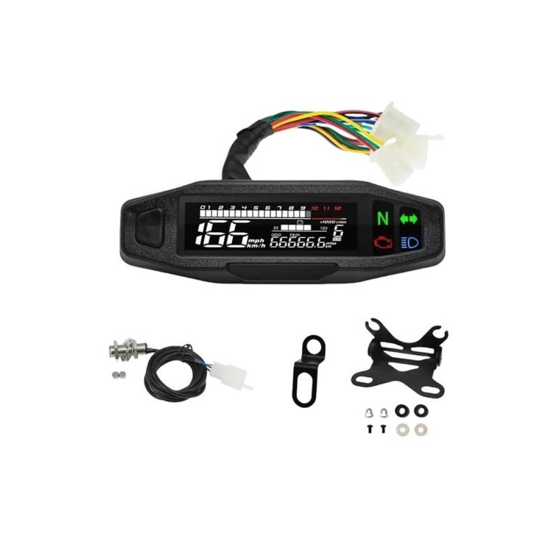 Universal Motorrad Tacho Dashboard Digital Panel Drehzahlmesser Kilometerzähler Speed ​​Gauge RPM Volt Meter Für Titan 150 Tachometer Digital von Yuegtik