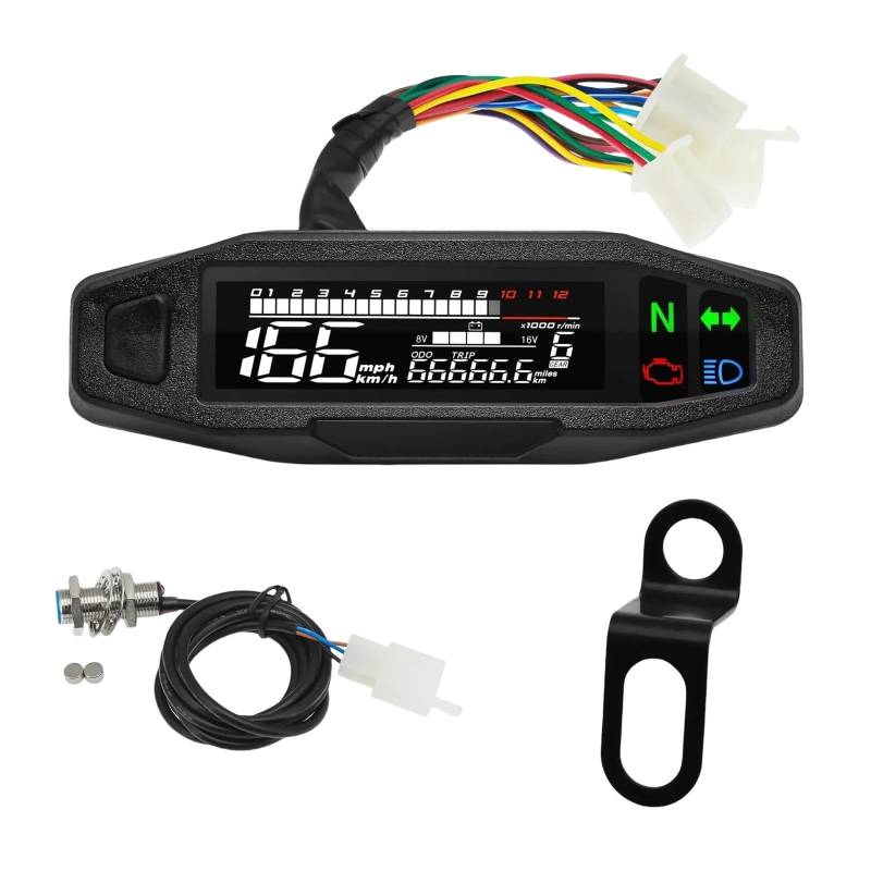 Universal Motorrad Tacho Moto Dashboard Öl Gauge Tachometer Digital Meter Sensor Set Kilometerzähler Für Russische Für KR200 Tachometer Digital von Yuegtik