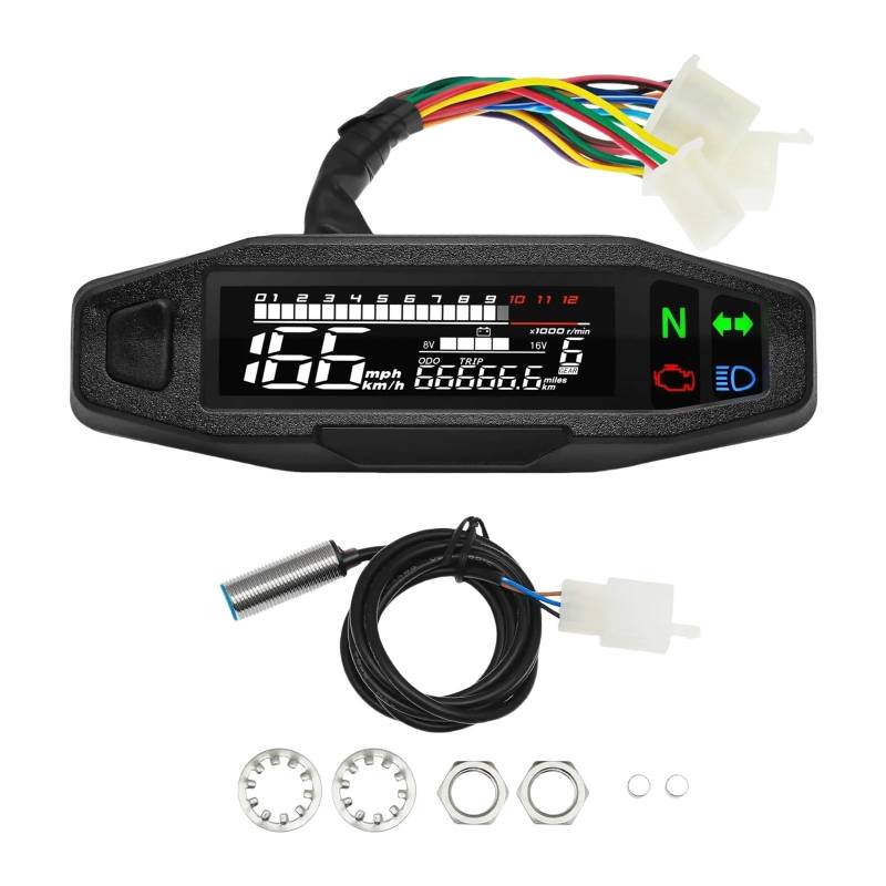 Universal Motorrad Tacho Moto Dashboard Öl Gauge Tachometer Digital Meter Sensor Set Kilometerzähler Für Russische Für KR200 Tachometer Digital von Yuegtik