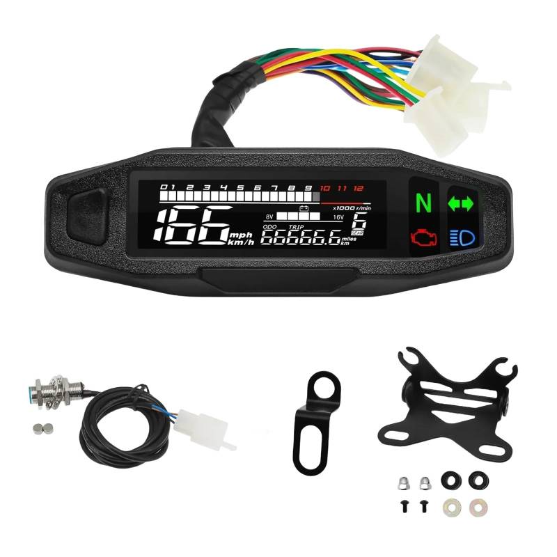 Universal Motorrad Tacho Moto Dashboard Öl Gauge Tachometer Digital Meter Sensor Set Kilometerzähler Für Russische Für KR200 Tachometer Digital von Yuegtik