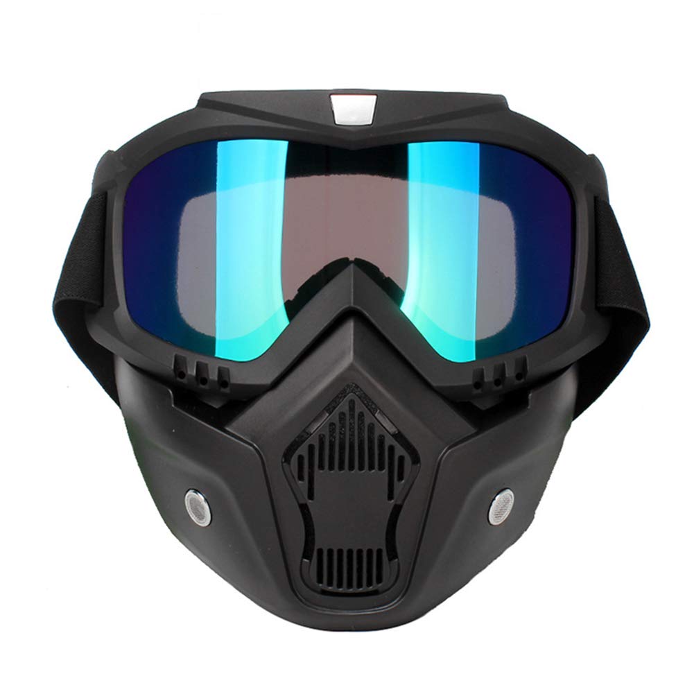 Motocross Schutzbrille Maske, Nebelfest Winddicht Mortorcycle Maske Abnehmbaren Schutzbrille und Mund Filter für Open Face Helm Motocross Ski Snowboard Outdoor Sportarten (Bunt) von Yuepin