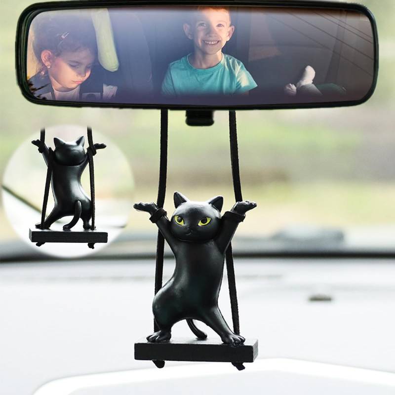 Yueser Wackelfigur für Auto, Schaukel Katze Innenraum Deko, Wackelkopf Figur, Autodeko Spiegel Anhänger, Hängezubehör, Lustig Duftbaum Personalisiert von Yueser