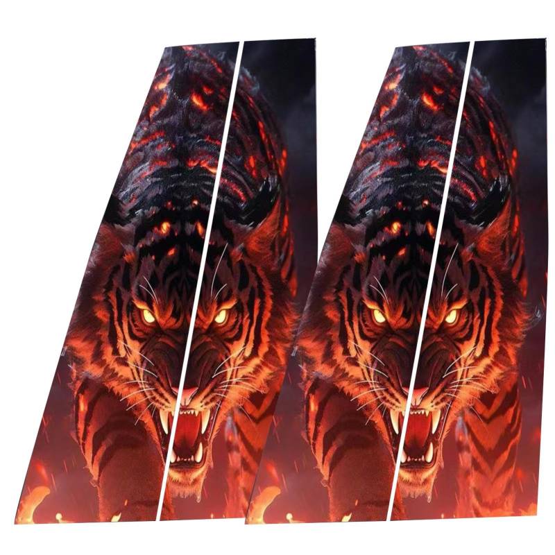 Yugugomo Lackschutz Folie Set Für B Säule Zierblenden, Auto Aufkleber B-Säule Protektor Wunderschöne, Schwarzer Wolf In Flammen – Seitentürfensterabdeckung Für Fenstersäulen, PVC, Schwarz von Yugugomo