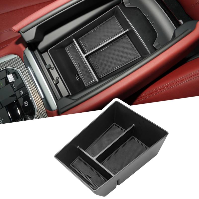 YUMZECO Mittelkonsole Aufbewahrungsbox kompatibel mit BMW X5 G05/ X6 G06/ X7 G07 2023 2022 2021 2020 2019, Mittelarmlehne Handschuhfach Aufbewahrung mit kleingeld aufbewahrung für X5 X6 X7 2019-2023 von Yumzeco