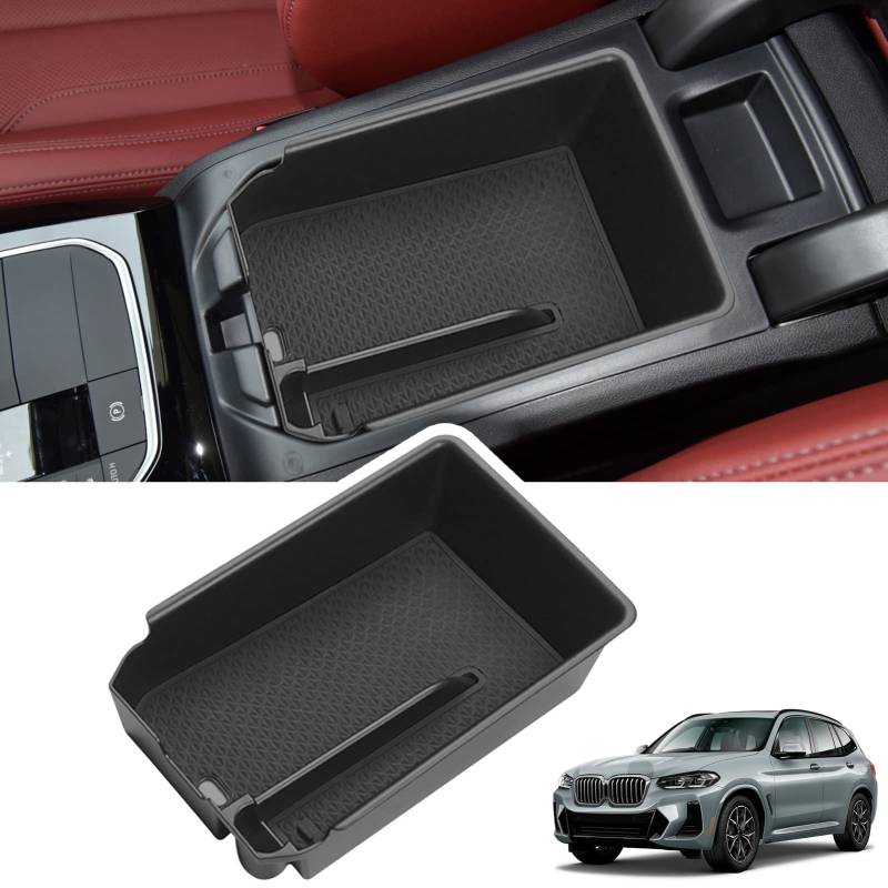 YUMZECO Mittelkonsole Aufbewahrungsbox kompatibel mit BMW X3 G01/ X4 G02/ Neu iX3 2019 2020 2021 2022 2023 2024, Mittelarmlehne Handschuhfach Aufbewahrung mit kleingeld aufbewahrung von Yumzeco