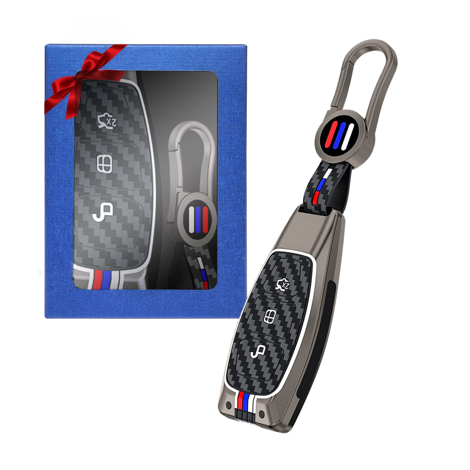 Yumzeco Zink Legierung Autoschlüssel Hülle Cover, 3-Tasten Auto Schlüsselhülle Cover Kompatibel mit Ford Fusion Focus Fiesta Kuga C-Max Galaxy,Silicone TPU Kohlefaser-Muster Smartkey Schutzhülle Grau Yumzeco Zink Legierung Autoschlüssel Hülle Cover, 3-Tasten Auto Schlüsselhülle Cover Kompatibel mit Ford Fusion Focus Fiesta Kuga C-Max Galaxy,Silicone TPU Kohlefaser-Muster Smartkey Schutzhülle Grau von Yumzeco