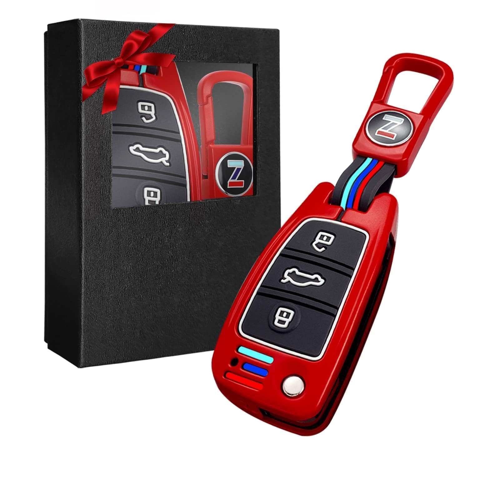 Yumzeco Zinklegierung Autoschlüssel Hülle Keyless Kompatibel mit A1 A3 A4 A5 A6 Q3 Q5 Q7 S3 S4 RS5 RS6 TT Schlüsselhülle mit Silicone TPU Schlüssel Cover Schutzhülle mit Schlüsselanhänger Rot Yumzeco Zinklegierung Autoschlüssel Hülle Keyless Kompatibel mit A1 A3 A4 A5 A6 Q3 Q5 Q7 S3 S4 RS5 RS6 TT Schlüsselhülle mit Silicone TPU Schlüssel Cover Schutzhülle mit Schlüsselanhänger Rot von Yumzeco