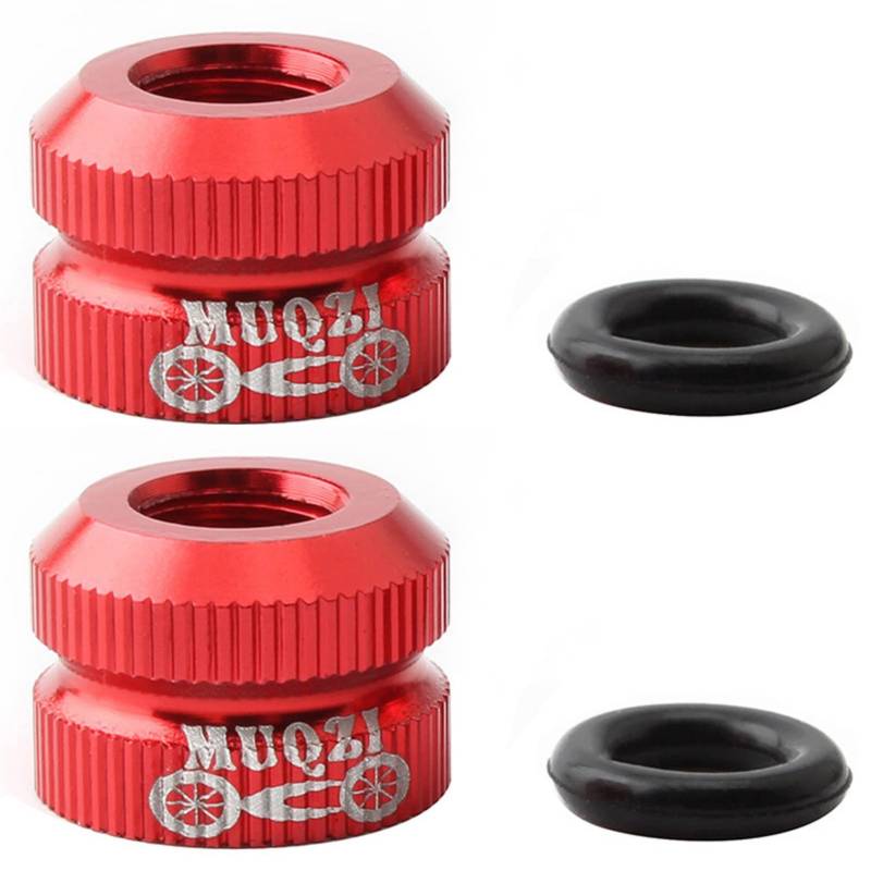 2 Stück Fahrradventilmutter M6 Vakuum Fahrradreifen Ventilkappen Mountain Road Bikes Zubehör (Rot) von Yundxi