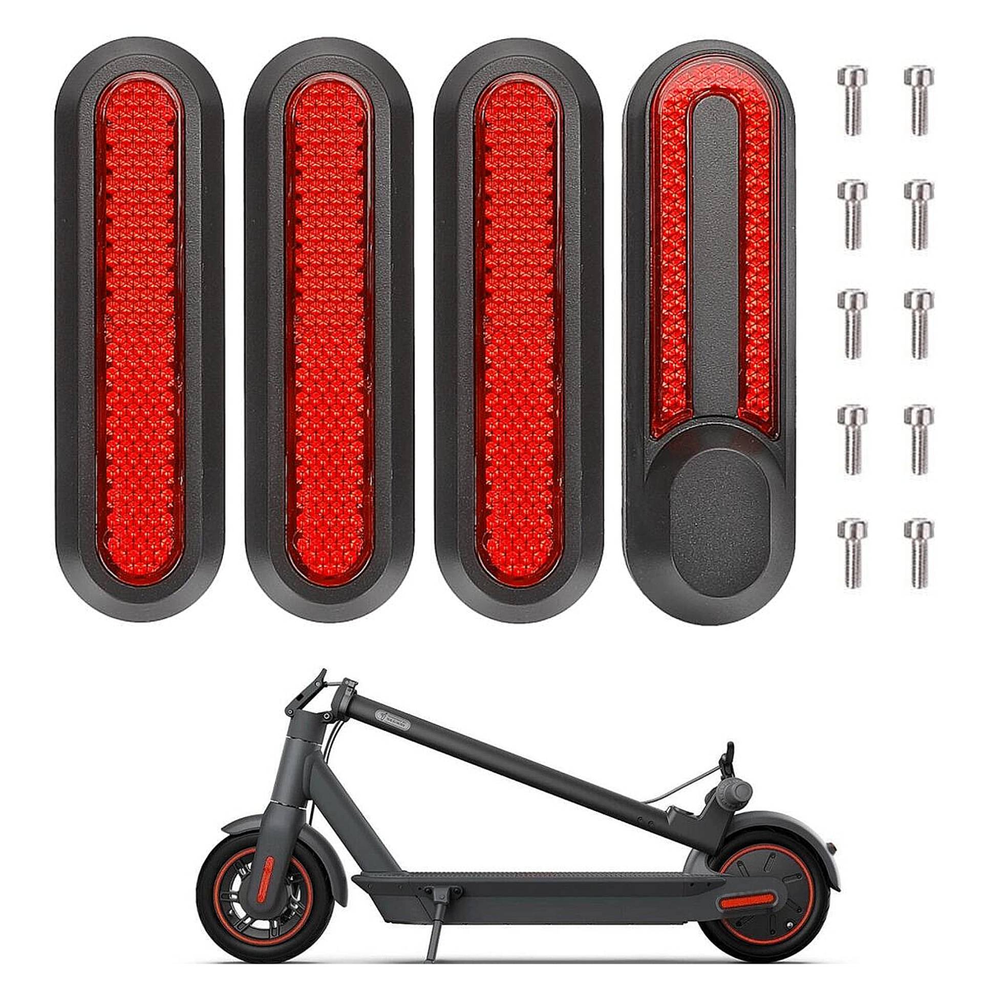 Yungeln 4er Set Scooter Ersatzteiil Scooter Seitenabdeckungen mit Rückstrahler aus Kunststoff kompatibel für 1S / M365 / Pro2 Elektroscooter - Rot von Yungeln